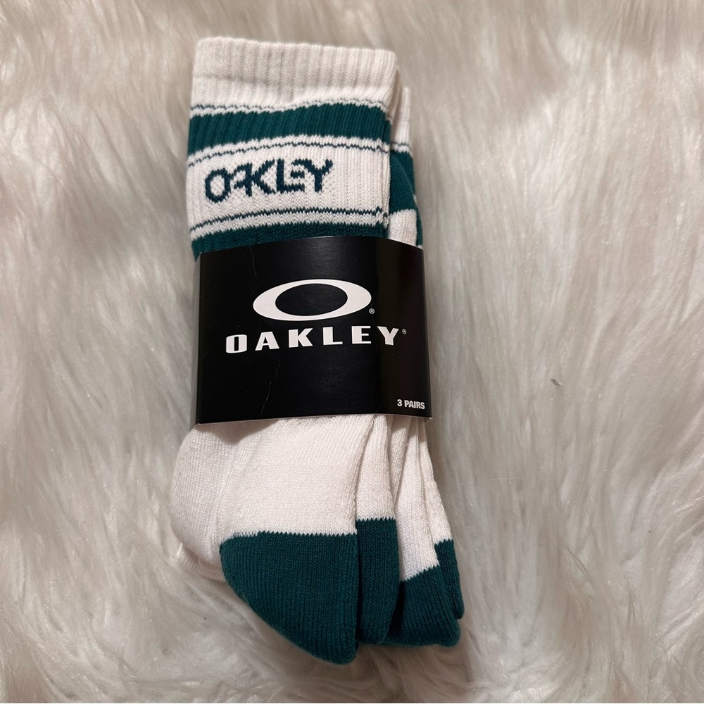 Oakley White and Green Athletic Socks